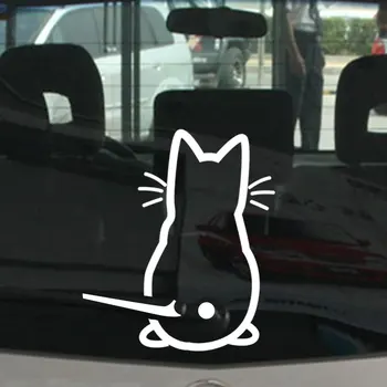 재미있는 이동하는 고양이 꼬리를 개 차 스티커 창이퍼 벽 뒤쪽 바람막이 유리 스티커를 방수이퍼 전사술을 흔들며 와이퍼 스티커
