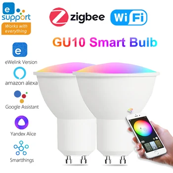 EWelink GU10 스마트 Zigbee 무선 랜 Led 전구 5W GU10RGB CW WW 램프 스포트라이트를 위한 Alexa Google Yandex 앨리스 Smartthings1-6