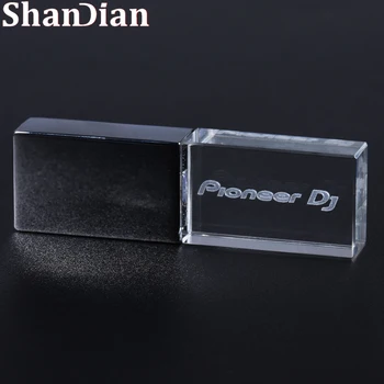 새로운 금속으로 크리스탈 USB 플래시 드라이브 고속 작성 메모리 스틱 컬러 지도된 가벼운 파이오니어 DJ 프리미엄 펜 드라이브 64GB128GB