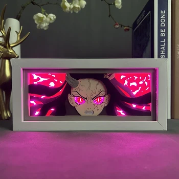 종이 컷의 그림자자 Kimetsu 없 Yaiba 가정 훈장을 위한 만화 애니메이션 테이블 램프는 가벼운 상자 악마의 슬레이어 Nezuko Kamado 얼굴 눈
