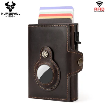럭셔리 디자인의 스마트 에어 태그 지갑 RFID 가죽 팝업 신용 카드 홀더를 가볍 여행 지갑을 가진 반대로 분실된 경우 AirTag