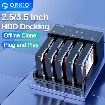 オリコ 하드 드라이브 도킹 스테이션 2/5 베이 SATA USB3.0HDD 도킹 스테이 2.5/3.5 인치용 HDD/SSDStation 오프라인으로 복제 기능