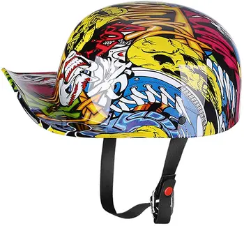 빈티지 오픈 얼굴 기관자전차 헬멧을 복고풍의 야구 모자를 반 헬멧 남성 여성 스쿠터를 위한 오토바이를 모자 거리의 크루저 제트기