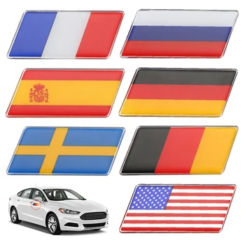 3D 알루미늄 자동차 스티커 체 트렁크쪽 펜더 훈 러시아의 이탈리아 영국 우크라이나 독일어 프랑스 스페인 미국 국기 상징 기장