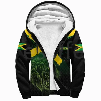 Tessffel 레게 카운티 깃발 아프리카 자메이카 왕의 상징이온 3DPrint 남성/여성 겨울 코트 지퍼 양털 캐주얼 재킷 A1