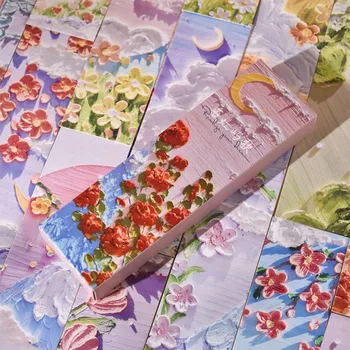 30pcs 유화를 북마크에 예술적인 종이 북마크는 아름다운 꽃다 태양이 산 다채로운 종이 즐겨 찾기구 선물
