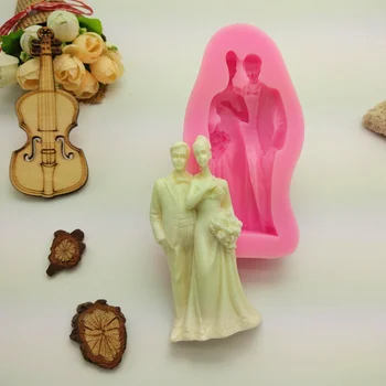3D 결혼식 실리콘 금형 DIY 케이크 초콜릿 디저트에 퐁당 주형 베이킹 장식 공구 수지 주방용품