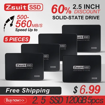 Z-suite 도매 Ssd5pcs120GB2.5SSD SATA3 하드 디스크 드라이브 내부 솔리드 스테이트 드라이브 디스크에 대한 컴퓨터 Sata Ssd 무료 배송