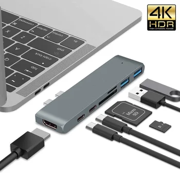 USB3.1Type-C Hub HDMI 어댑터 4K Thunderbolt3USB C Hub TF SD 카드 리더기 슬롯 PD 맥북 프로 16 14 13 칩 M1
