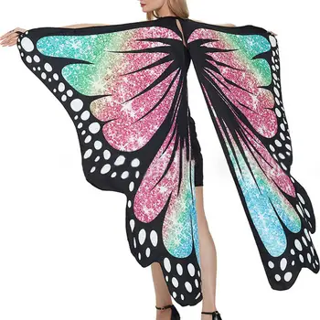 동 나비가 날개 밤하늘 인쇄를 망 여자 레이스 코스프레 의상 재킷이자 나비 숄 판초