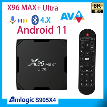X96MAX+스마트 안드로이드 11 텔레비젼 상자 X96MAX Plus Ultra8K Amlogic S905X4 2.4G5G 듀얼 wifi4G64GB AV1 4K 미디어 플레이어 고정되는 최고 상자