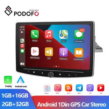 Podofo 안드로이드 10inch 회전 안드로이드 화면의 자동차 라디오 안드로이드 1Din 적용하면 자동차 라디오 손잡이를 버튼 멀티미디어 플레이어 GPS