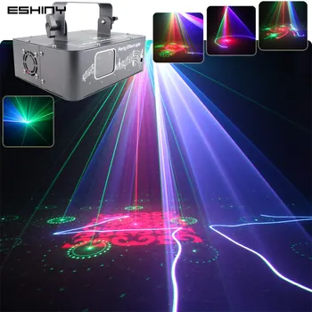 ESHINY800mW RGB 레이저 빔 RG 패턴 2in1 단계 디스코 빛 DJ 스캐너 DMX512 댄스 바자 크리스마스 아 쇼 X4N7