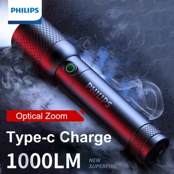 Philips SFL6168 줌으로 손전등 USB 충전 18650 건전지 휴대용 충전식 손전등을 위한 램프를 자기 방어 캠핑