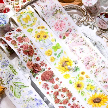 봄 종이 테이프 일본 마스킹 테이프 꽃미 해바라기 장식 테이프 Journal DIY 예술 공예 스크랩 선물 포장