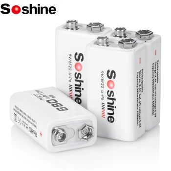 Soshine4PC6F22 9V680mAh 재충전용 리튬 배터리 6F22 9 볼트의 리튬-Po 배터리에 라디오 전자계 연기 경보