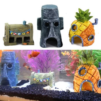 만화 물고기 탱크는 장식 수치는 장식품 시뮬레이션 수지 파인애플 하우스조 장식 조경 수족관 부속품