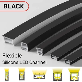 중단된 블랙 실리콘 튜브 LED 네온 빛의 유연한 로프 채널을 유포자 WS2811WS2812B 실외 방수 리본 스트립 조명