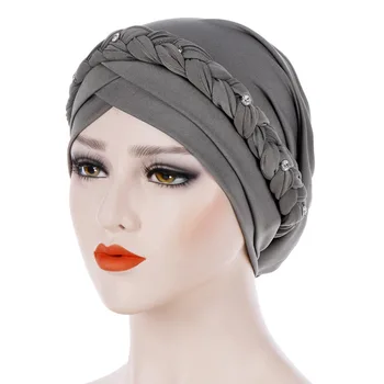 고품질 여성이 머리를 스카프 소라 브레이드 히잡 터 신축성이 있는 무슬림 여성 보닛 아프리카계 모자를 준비를 착용하 Hijabs