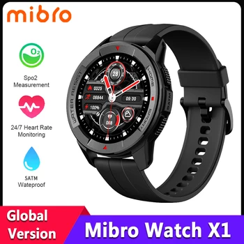 원래 Mibro 똑똑한 시계 X1 글로벌 버전 1.3 인치 AMOLED 화면 SpO2 감 블루투스 스마트 워치를 위한 안드로이드 os