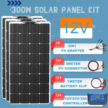 태양 전지 패널 100w200w 및 가동 가능한 태양 전지 패널 키트 10A/20A 충전 컨트롤러 12v 태양 전지 패널에 대한 캠핑 자동차 지붕 홈