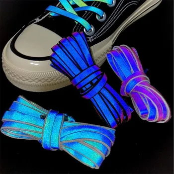 120cm 홀로그램 반사 신발 끈 로프 여자 남자는 어둠에 빛나는 신발 끈을 위한 운동화 스포츠 신발 밧줄 Bootlaces
