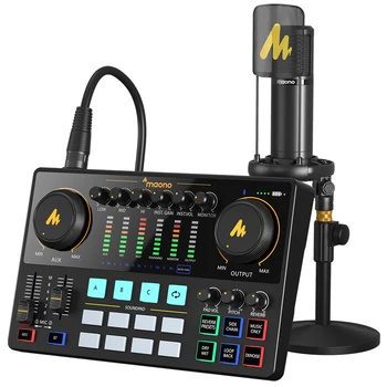 Maono AME2A 오디오 인터페이스 팟캐스트 장비 스튜디오 사운드 카드와 XLR 콘덴서 마이크에 대한 기록이 유튜브 스트리밍 DJ