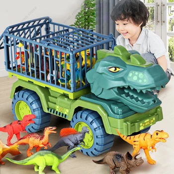 아이 공룡 전송 차량에는 장난감 공룡이 자동차 캐리어 트럭 교육 장난감 티라노사우루스 자동차 소년이 장난감을 가진 공룡 선물