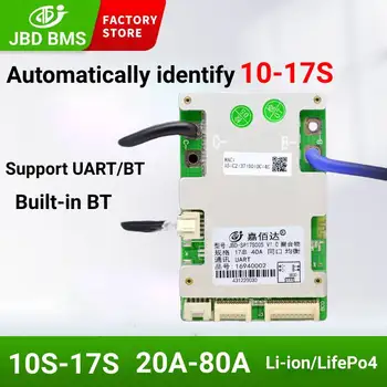JBD10S12S13S14S16S17S 스마트 BMS20A40A50A60A80A 을 위한 36V LifePo4 48V Liithium 배터리 Bms Protecttion 보드 내장 BT