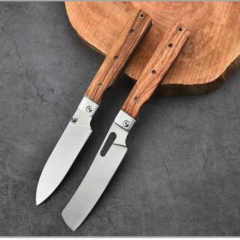 5.5 인치 접는 주방용 칼 야외 식물성 칼 편리한 소형 피크닉 공구 칼이 작은 일본 색상 나무로 되는 손잡이