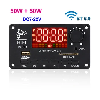 50W+50W 차 DIY 블루투스 오디오 디지털 방식으로 파워 앰프 보드 클래스 D 스테레오 USB AUX FM MP3 디코더 플레이어 모듈을 증폭기
