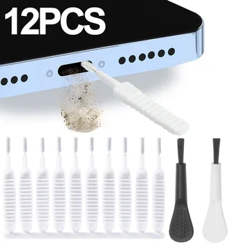 12pcs 청소 브러쉬 소형 이동 전화 충전 포트 Dedusting 브러쉬는 샤워 먼지 청소 브러시 컴퓨터의 키보드 청소도