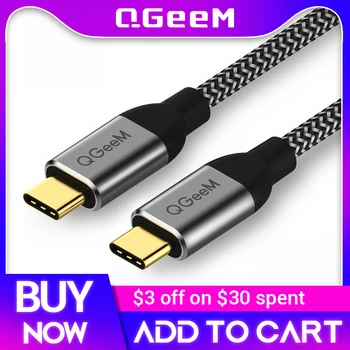 QGeeM USB3.1 유형 C USB C 케이블 Gen2PD60W USB C-USB C 충전 와이어 코드 나일론 코드 케이블을 위해 삼성 S9S8Macbook Pro