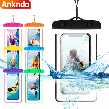 ANKNDO 빛나는 방수 케이스에 대한 전화 물 건조 가방을 위해 아이폰 12 11poco x3pro f3m3 범용 카메라 투명 커버