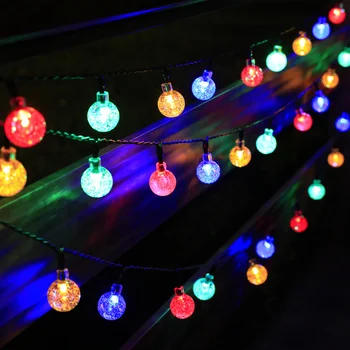 LED 태양 야외 조명 환 방수 크리스마스 장식 크리스탈 볼 문자열을 가벼운 요정이 가벼운 정원자 캠핑 램프