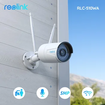 Reolink5MP WiFi IP 카메라 Onvif 밤 비전 인간 검출 옥외 보안 카메라 2.4G/5Ghz 무선 감시 카메라 510WA
