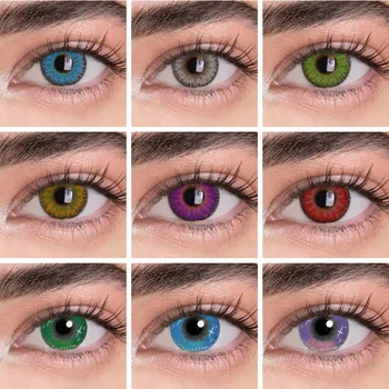 2 개/코스프레 콘택트 렌즈 눈에 대한 애니메이션 액세서리 티 보라색 렌즈 색 빨간 눈 자연적인 착색된 Lenese 블루