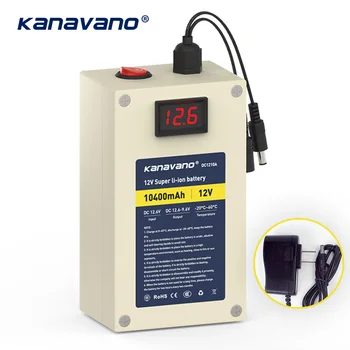 Kanavno12V10Ah 재충전용 18650 리튬 이온 배터리 팩에 내장 BMS LED 점화를 위한 장난감 배터리 1A 충전기 12.6V DC Line