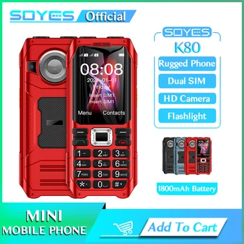 SOYES K80 2G GSM 휴대 전화 반대로-진동 가을 증거 1800mAh 듀얼 SIM 카드 FM MP3 플래쉬 등 소리 스피커 장로는 셀룰라 전화