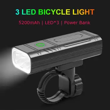 NEWBOLER 빠른 위탁 3 자전거 빛을 지도했습니다 5200mAh 강력한 자전거 헤드라이트 방수 자전거는 손전등 자전거 램프 전력으로 은행
