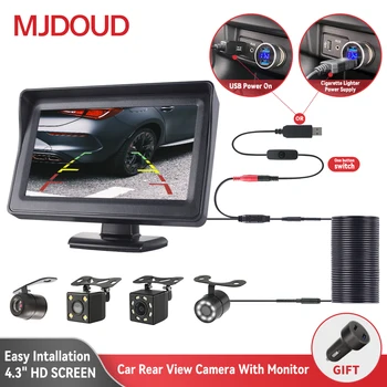 MJDOUD 차량 후방 뷰 카메라와 모니터 4.3 인치 차량을 위한 주차 LED HD 사진기를 반전하는 LCD 스크린 USB 쉬운 설치