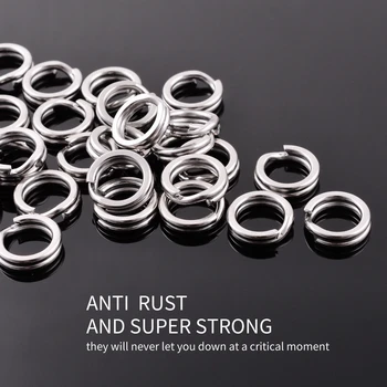 100/50pc 스테인레스 스틸 반지는 무거운 의무 낚시 더블 링 커넥터 낚시 부속품 낚시질을 위한 스냅 훅 유혹