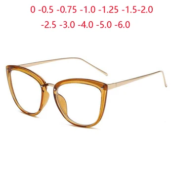 반대로 파란 가벼운 눈 Diopter 안경 여성 금속 투명한 티레임 근 안경 여성 -0.5 0-0.75 을 -6.0