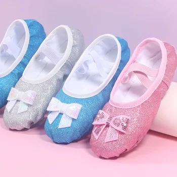 빛나는 핑크색 Bowknot 아이들이 신발을 위한 소녀 Geritide 댄스 편평한 댄스와 신발을 장식 조각 여자