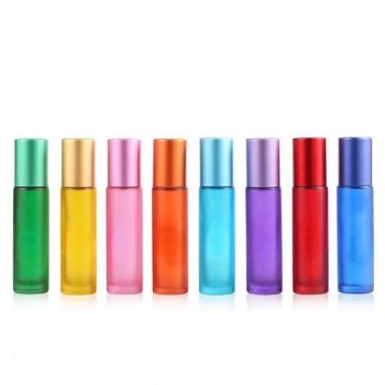 1 개 10ml 다채로운 향수 병에 목록으로 유리 또는 금속 공 롤러 스프레이 적기 에센셜 오일 병 얇은
