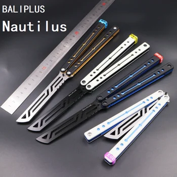Baliplus NautilusV2Balisong 플리퍼 트레이너 칼 Butterflyknife 부싱 시스템의 알루미늄 핸들 CNC EDC 안전