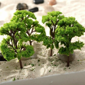10 개 4CM 그린 모델 나무 디오라마 미니 풍경은 플라스틱 장식 풍경 건축 액세서리 아이들을위한 장난감