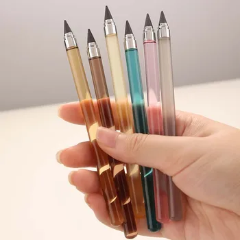 1PCs 다채로운 투명한 아크릴 막대 영원한 연필 튼튼한 비 손상을 쓰고 무한한 스케치 문구 대신할 수 있는 펜