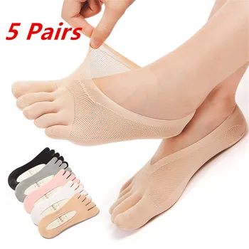 1/3/5 쌍/많은 여성 다섯 손가락 양말 Ultrathin 재미있는 발가락이 보이지 않는 배 Sokken 통기성 실리콘 단 낮은 발목 Sox
