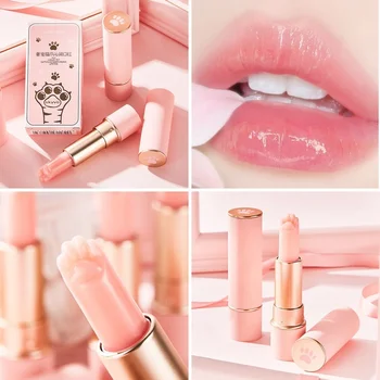 분홍색 고양이 발 변색 립스틱은 립밤을 입술 색상이 여성 화장품은 촉촉한 립스틱은 지속적인 성격의 귀여운 아름다움을 메이크업